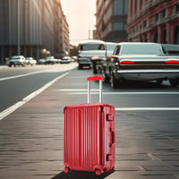 HKM-127955 Red Carry-On Trolley Luggage with USB Charging Port and Cup Holder
