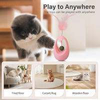 HKM-1280445 Interactive Cat Tumbler Toy with Edible Catnip Balls and Feathers for Indoor Play