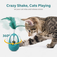 HKM-1280445 Interactive Cat Tumbler Toy with Edible Catnip Balls and Feathers for Indoor Play