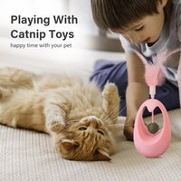HKM-1280445 Interactive Cat Tumbler Toy with Edible Catnip Balls and Feathers for Indoor Play