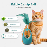 HKM-1280445 Interactive Cat Tumbler Toy with Edible Catnip Balls and Feathers for Indoor Play