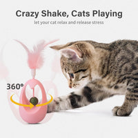 HKM-1280445 Interactive Cat Tumbler Toy with Edible Catnip Balls and Feathers for Indoor Play