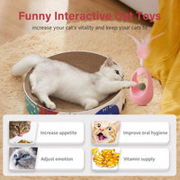 HKM-1280445 Interactive Cat Tumbler Toy with Edible Catnip Balls and Feathers for Indoor Play