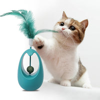 HKM-1280445 Interactive Cat Tumbler Toy with Edible Catnip Balls and Feathers for Indoor Play