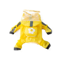 HKM-1280573 Waterproof Full Body Raincoat for Small Dogs - Blue/Yellow with Reflective Design