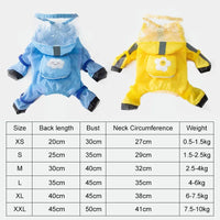 HKM-1280573 Waterproof Full Body Raincoat for Small Dogs - Blue/Yellow with Reflective Design