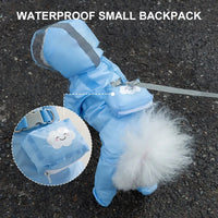 HKM-1280573 Waterproof Full Body Raincoat for Small Dogs - Blue/Yellow with Reflective Design
