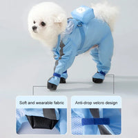 HKM-1280573 Waterproof Full Body Raincoat for Small Dogs - Blue/Yellow with Reflective Design