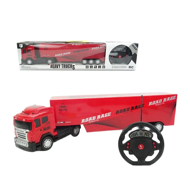 HKM-128211 Remote Control Plastic Trailer Container Toy with Steering Wheel for Kids 6+