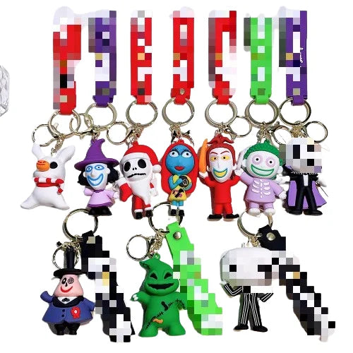 HKM-128403 The Nightmare Before Christmas Cartoon Keychain Pendant - Fun Rubber and Silicone Gift for Keys