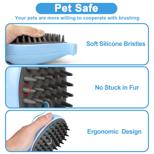 HKM-1284797 Cat Steam Brush for Shedding and Massage - Steamy Grooming Tool for Indoor Cats and Dogs