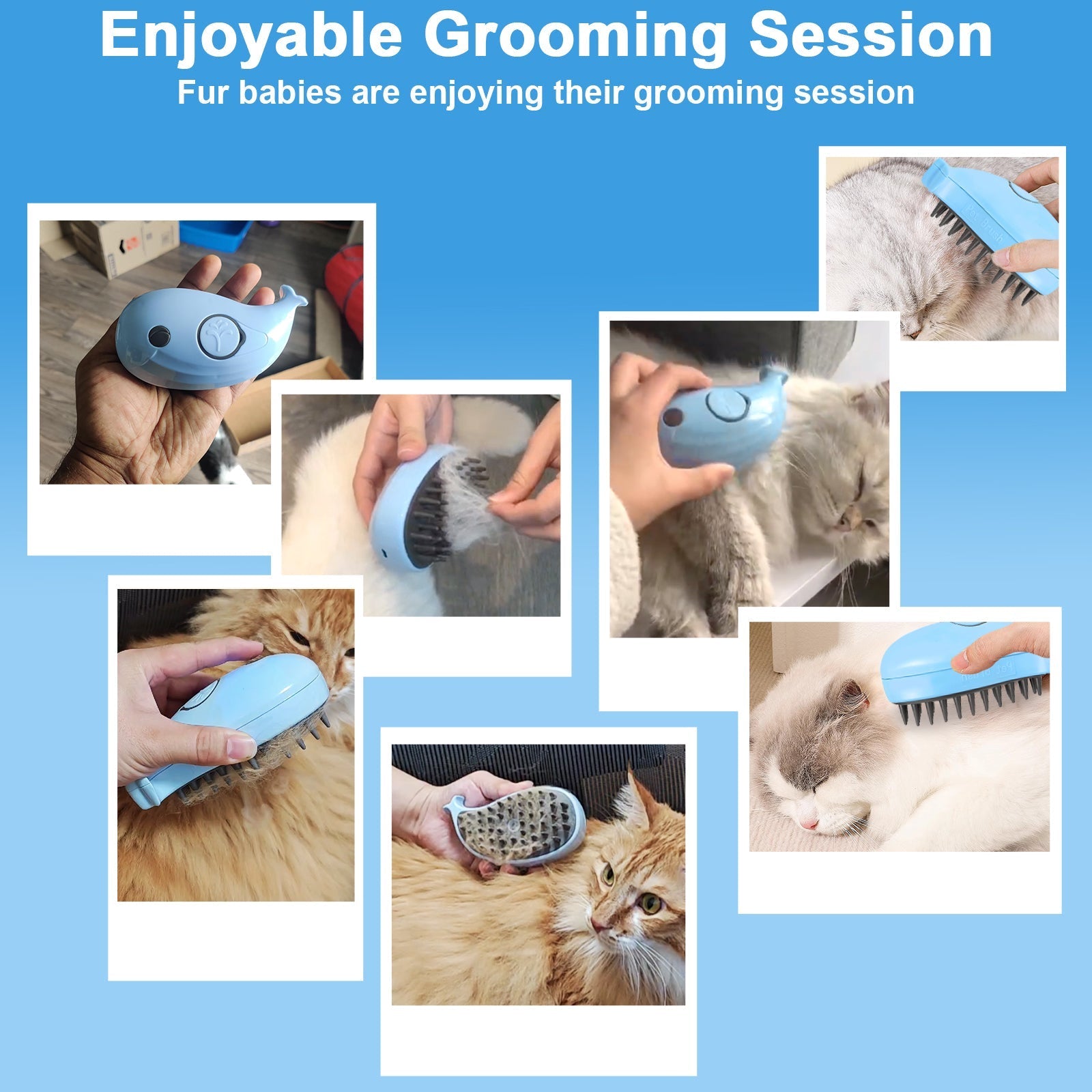 HKM-1284797 Cat Steam Brush for Shedding and Massage - Steamy Grooming Tool for Indoor Cats and Dogs
