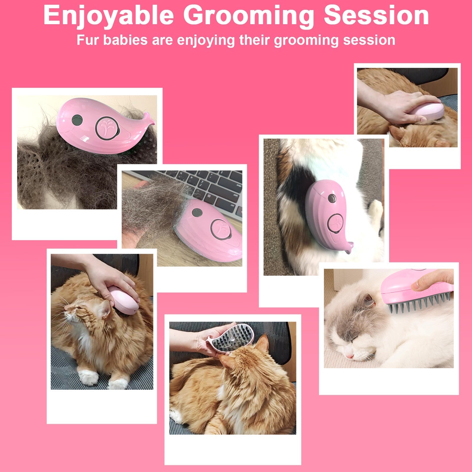 HKM-1284797 Cat Steam Brush for Shedding and Massage - Steamy Grooming Tool for Indoor Cats and Dogs