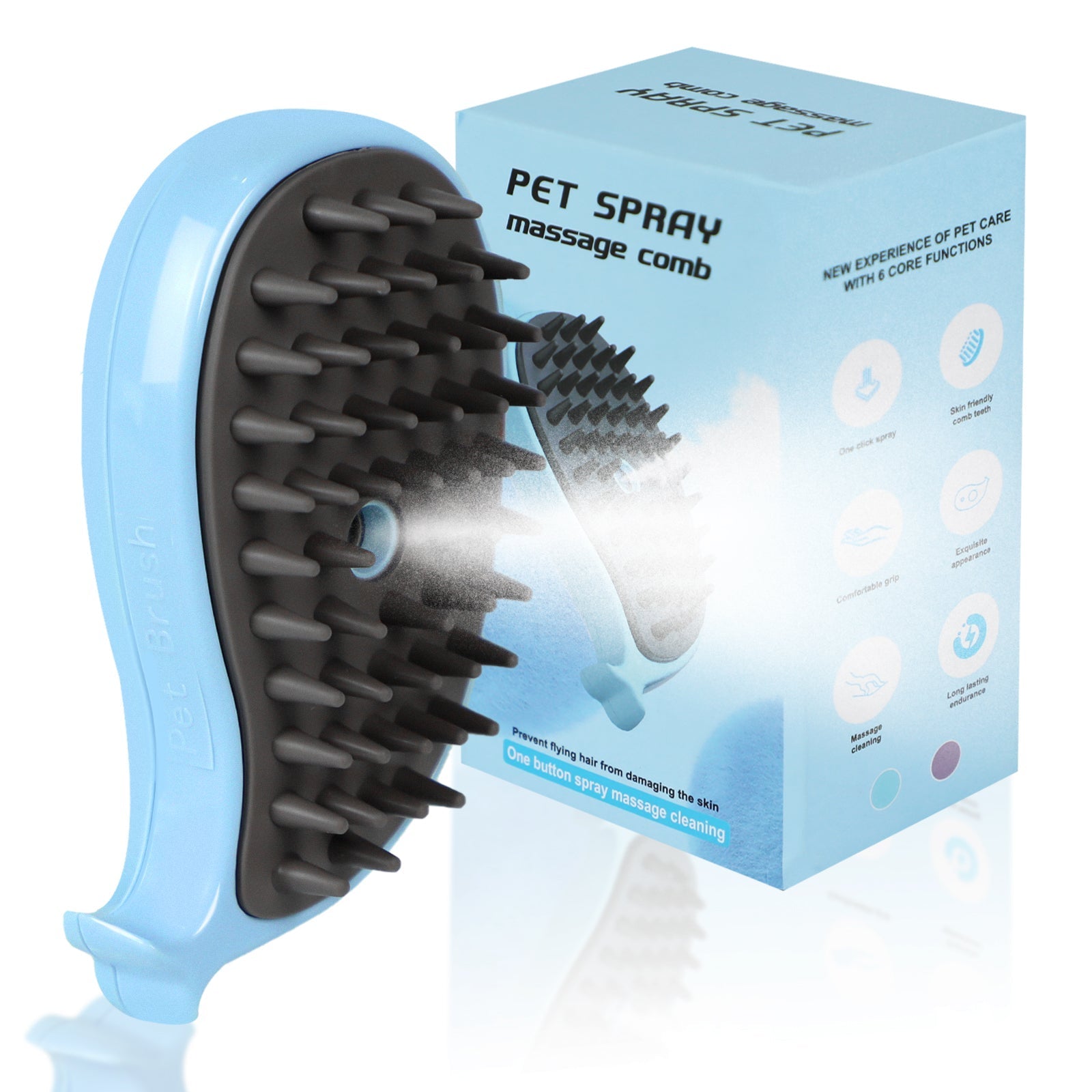 HKM-1284797 Cat Steam Brush for Shedding and Massage - Steamy Grooming Tool for Indoor Cats and Dogs