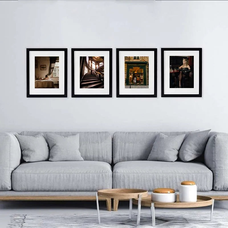 HKM-128595 Black Wooden A4 & A3 Picture Frames Set for 6x8 Pictures – Set of 3 & 4 & 6