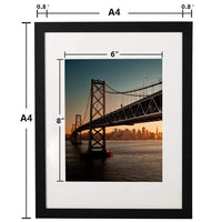 HKM-128595 Black Wooden A4 & A3 Picture Frames Set for 6x8 Pictures – Set of 3 & 4 & 6