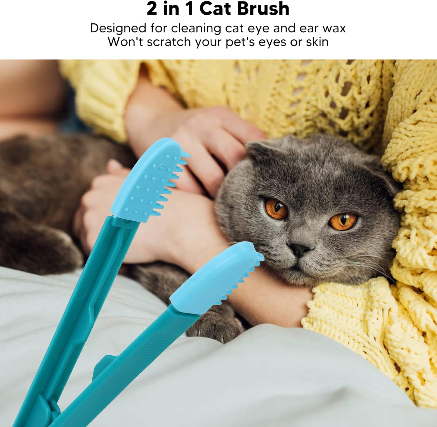 HKM-1286205 Gentle Tear Stain Remover for Cats and Dogs with Soft Rubber Eye Comb