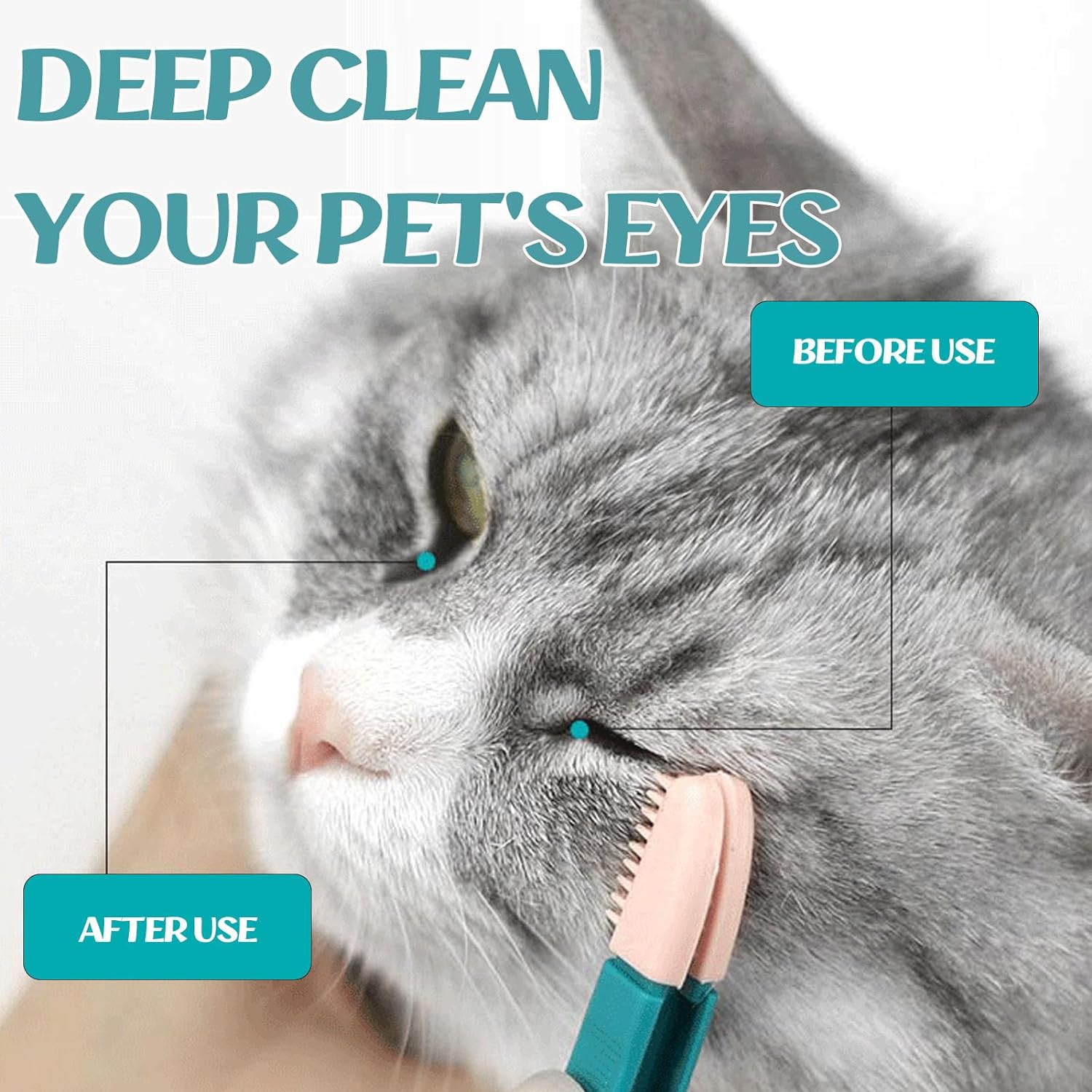 HKM-1286205 Gentle Tear Stain Remover for Cats and Dogs with Soft Rubber Eye Comb