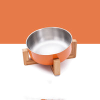 HKM-1288893 Stainless Steel Pet Bowl with 15¡ã Tilt and Non-Slip Bamboo Base