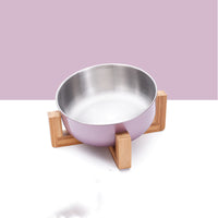 HKM-1288893 Stainless Steel Pet Bowl with 15¡ã Tilt and Non-Slip Bamboo Base
