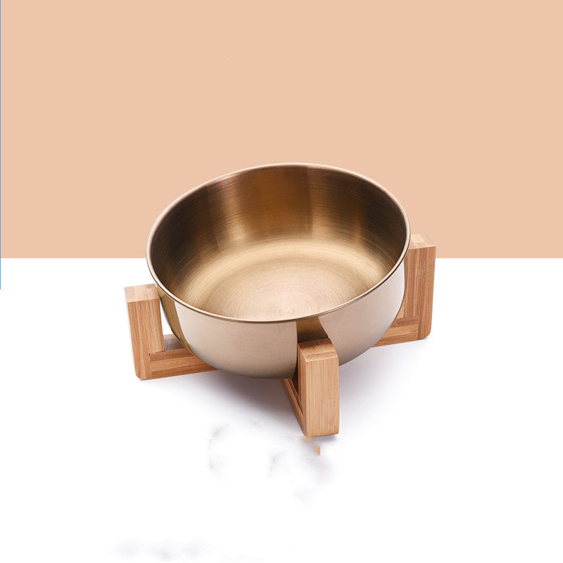 HKM-1288893 Stainless Steel Pet Bowl with 15¡ã Tilt and Non-Slip Bamboo Base