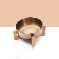 HKM-1288893 Stainless Steel Pet Bowl with 15¡ã Tilt and Non-Slip Bamboo Base