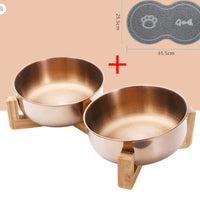 HKM-1288893 Stainless Steel Pet Bowl with 15¡ã Tilt and Non-Slip Bamboo Base
