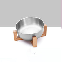 HKM-1288893 Stainless Steel Pet Bowl with 15¡ã Tilt and Non-Slip Bamboo Base