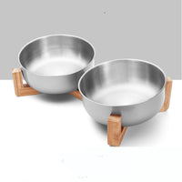 HKM-1288893 Stainless Steel Pet Bowl with 15¡ã Tilt and Non-Slip Bamboo Base