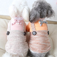 HKM-1289277 Small Dog Lace Collar Round Buckle Suspenders in Pink and Orange