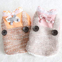 HKM-1289277 Small Dog Lace Collar Round Buckle Suspenders in Pink and Orange