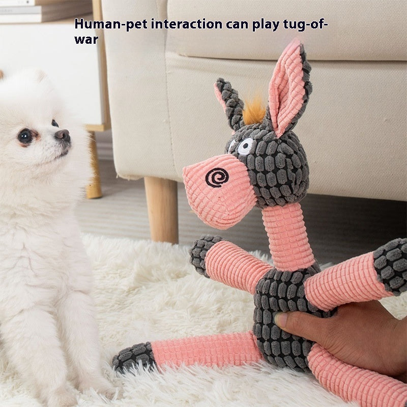 HKM-1289533 Plush Bite-Resistant Molar Toy for Pets - Pink Donkey & Coffee Dog Designs