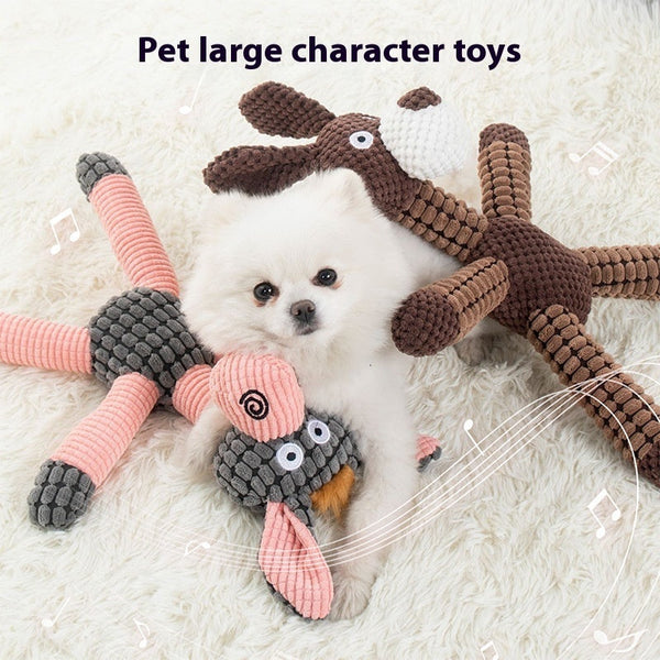 HKM-1289533 Plush Bite-Resistant Molar Toy for Pets - Pink Donkey & Coffee Dog Designs