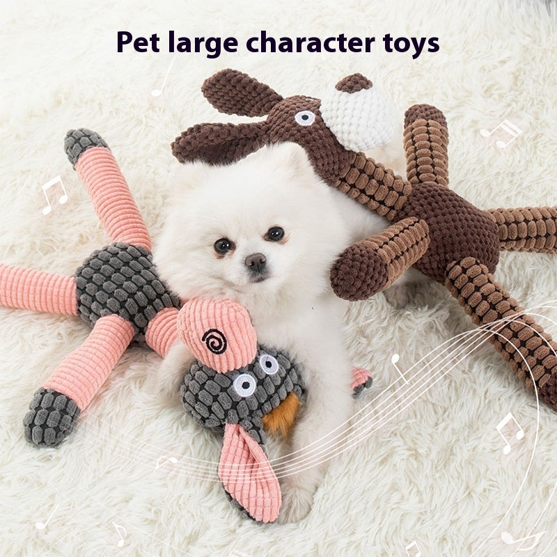 HKM-1289533 Plush Bite-Resistant Molar Toy for Pets - Pink Donkey & Coffee Dog Designs