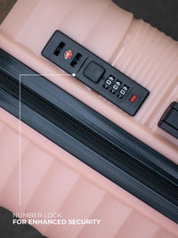 HKM-129107 3-Piece Lightweight Pink Travel Suitcase Set with Spinner Wheels
