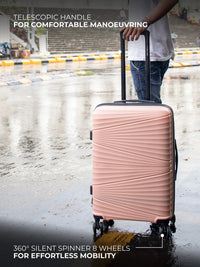 HKM-129107 3-Piece Lightweight Pink Travel Suitcase Set with Spinner Wheels
