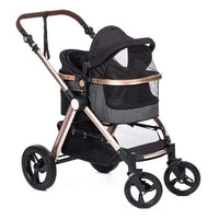 HKM-129235 Luxury Folding Pet Stroller with Removable Canopy and 4 Wheels for Dogs and Cats