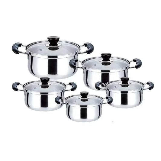 HKM-129427 Stainless Steel Non-Stick Casserole Set - 10 Piece Home and Kitchen Cookware