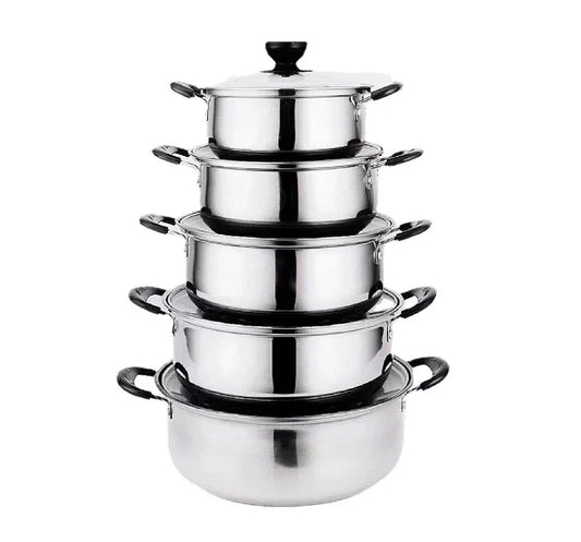 HKM-129427 Stainless Steel Non-Stick Casserole Set - 10 Piece Home and Kitchen Cookware