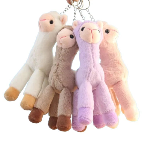 HKM-129555 Kawaii Alpaca Plush Doll Keyring - Soft Mini Stuffed Animal Pendant for Kids