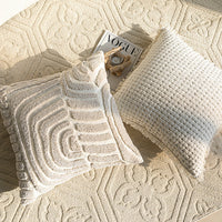 HKM-129619 Cream Velvet Throw Pillowcase with Three-Dimensional Embroidery – Various Sizes Available