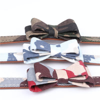HKM-1297085 Camouflage Bowknot Pet Collar - Blue, Green, Colorful PU Material
