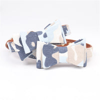 HKM-1297085 Camouflage Bowknot Pet Collar - Blue, Green, Colorful PU Material