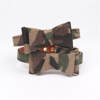 HKM-1297085 Camouflage Bowknot Pet Collar - Blue, Green, Colorful PU Material