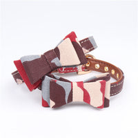 HKM-1297085 Camouflage Bowknot Pet Collar - Blue, Green, Colorful PU Material