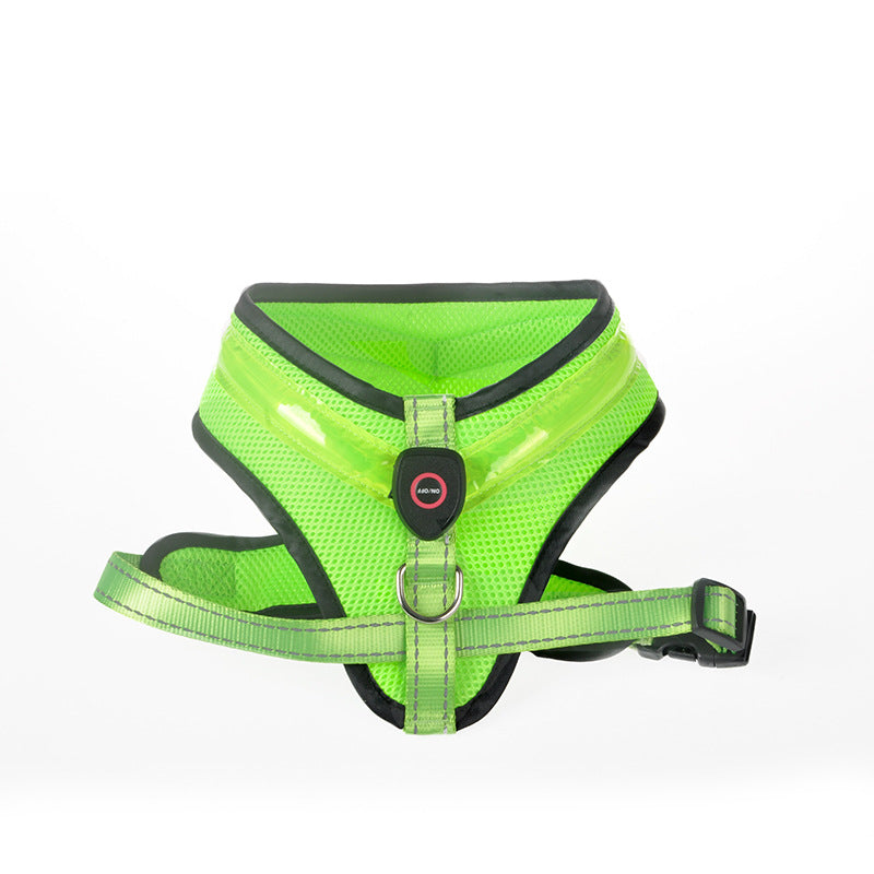HKM-1299517 USB Rechargeable LED Dog Harness with Reflective Features - Pet Safety Chest Strap for Day and Night Use