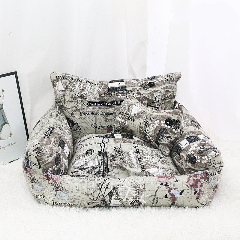 HKM-1300285 Cozy Canvas Pet Nest for Autumn and Winter - Various Colors and Designs