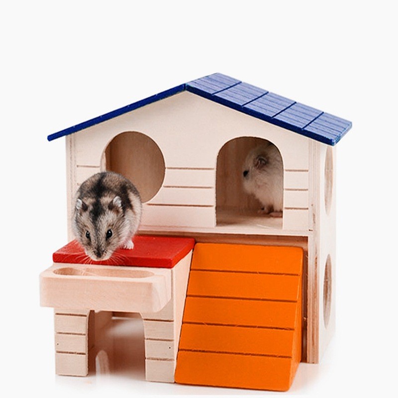 HKM-1301053 Double-Story Colorful Wooden House for Small Pets