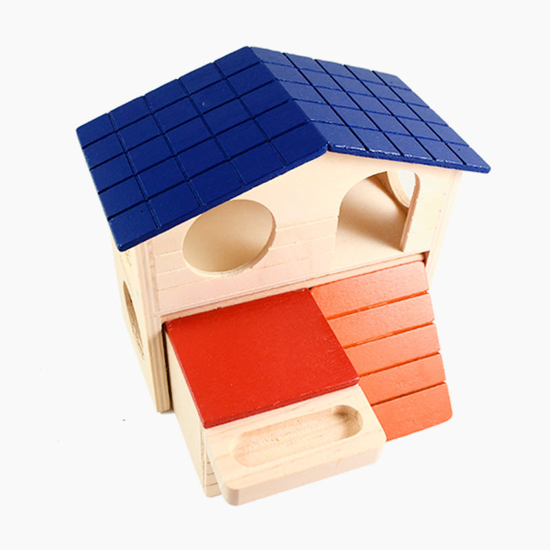HKM-1301053 Double-Story Colorful Wooden House for Small Pets