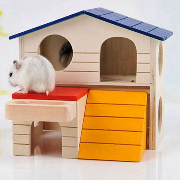 HKM-1301053 Double-Story Colorful Wooden House for Small Pets